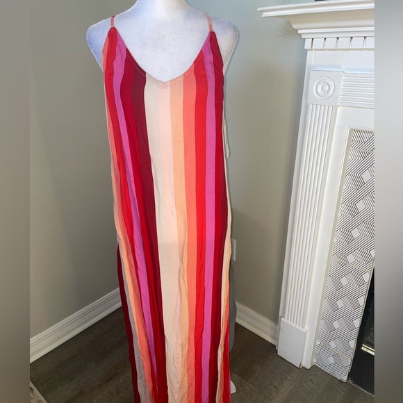 Billabong Pink/Red Striped Summer Maxi Dress - Picture 4 of 9